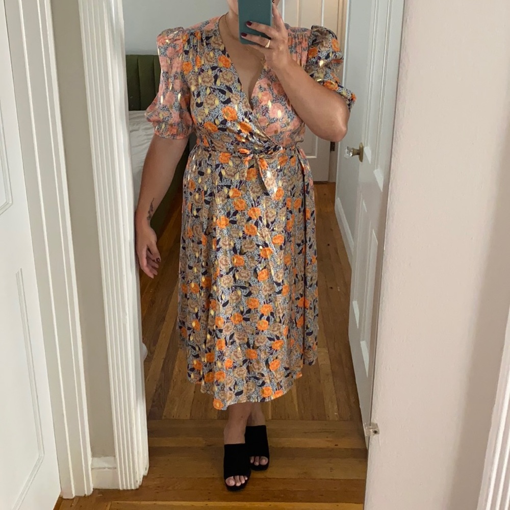 Silky Floral Wrap Midi Dress - Neverfullydressed
